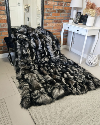 Fur Carpet Fur Coverlet Blanket of Silver Fox Fur