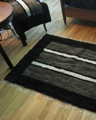Set of Woven Sheepskin Bedspreads Carpets (1+2)