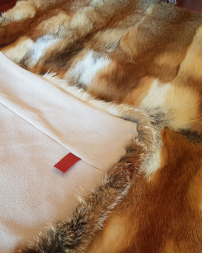 Fur Carpet Coverlet Blanket of Red Fox Fur 130x200cm