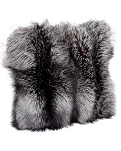 Silver Fox Fur Pillow / Silver Fox Fur Cushion 50x50cm