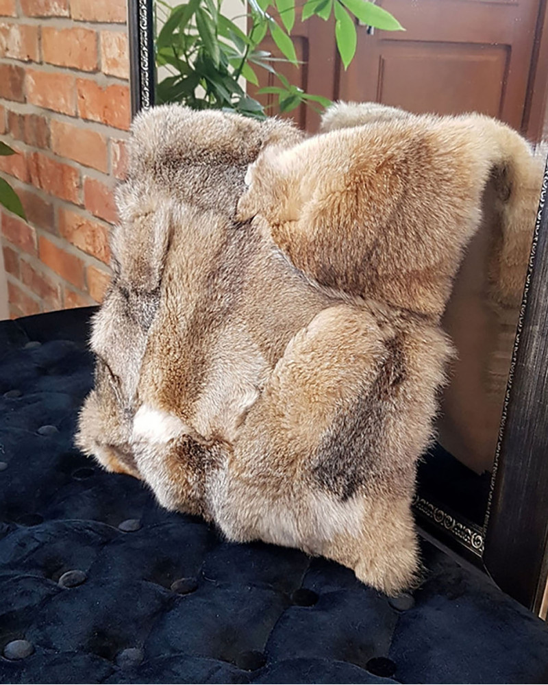 Genuine Rabbit Fur Pillow / Rabbit Fur Cushion 40x40cm