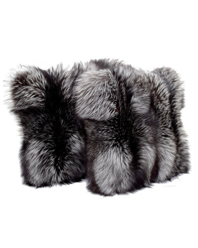 Silver Fox Fur Pillow / Silver Fox Fur Cushion 40x40cm