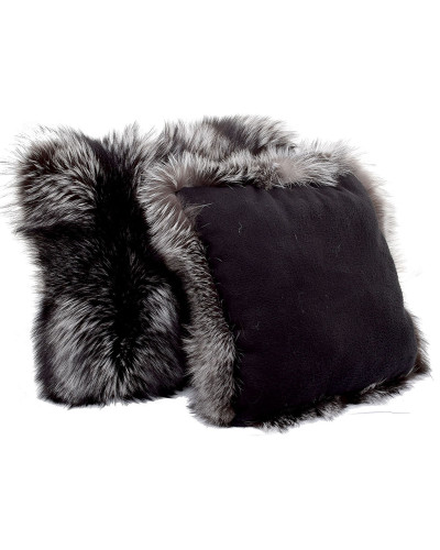 Silver Fox Fur Pillow / Silver Fox Fur Cushion 40x40cm