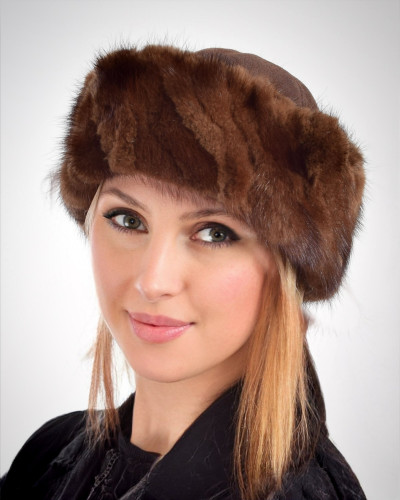 Mink Fur Roller Hat with Sheepskin Top