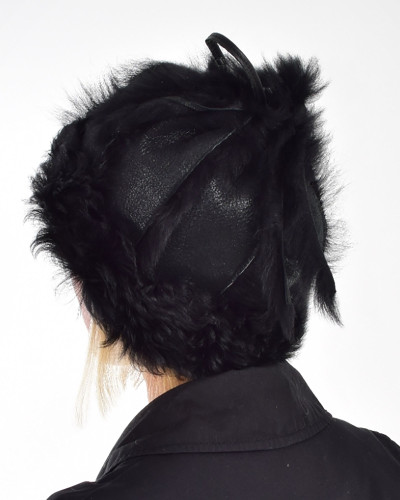 Women's hat made from high-quality lamb leather