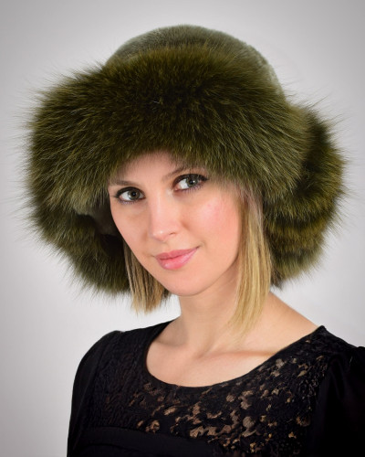 Women's bucket hat made from fox fur and rabbit