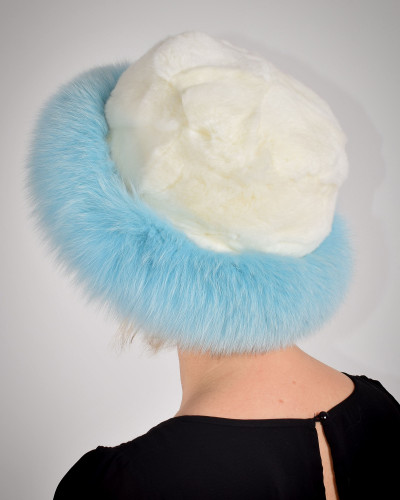 Women's bucket hat made from fox fur and rabbit